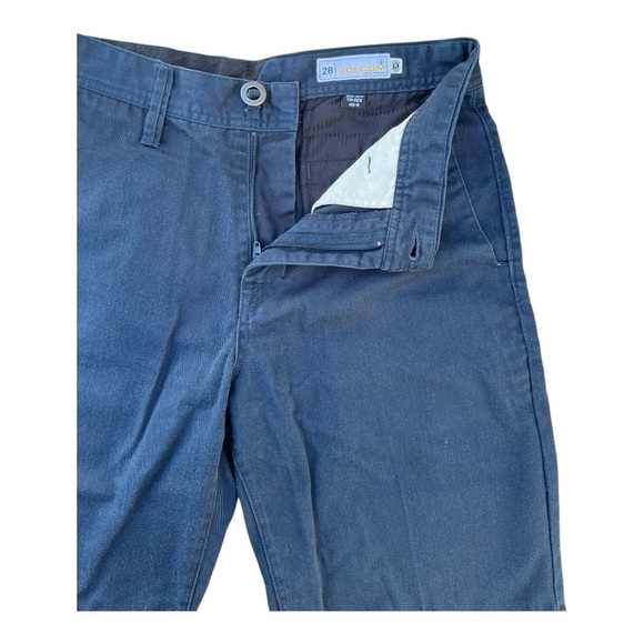 Volcom Frickin Chino Shorts Men's 28 Blue Dark Wash 9" Inseam Flat Casual Skate - Picture 2 of 5